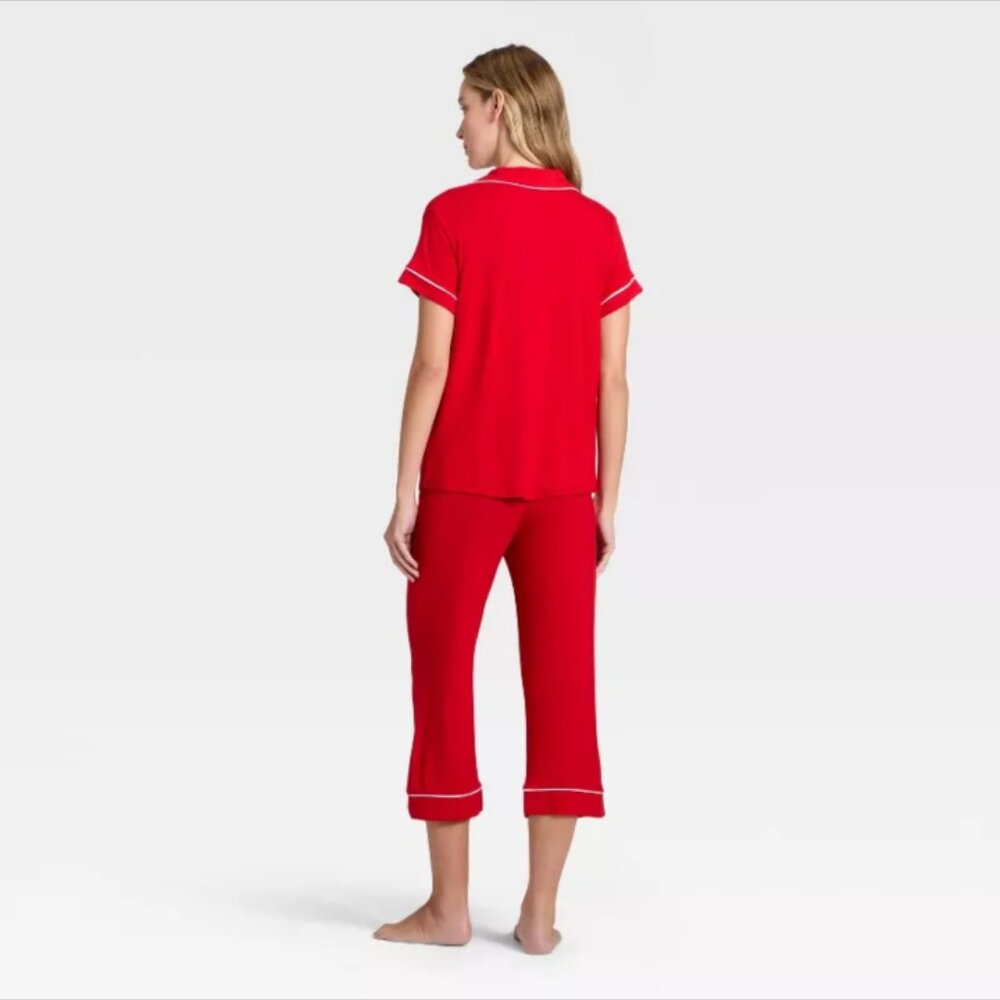 NWT | Size M | Auden Women's Cloud Knit Pajama Set | Red - Picture 2 of 3